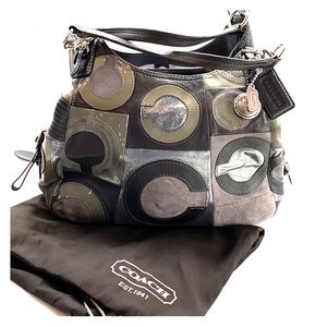 Coach multi colored suede/leather handbag